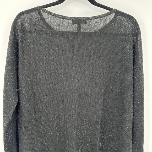 Eileen Fisher Organic Linen Blend Crepe Sparkle Metallic Long Sleeve‎ Blouse Med - Picture 7 of 8